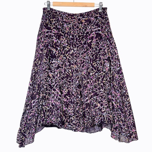 Anne Klein Velvet Burnout Skirt Size 8 Abstract Silk Blend Midi Lined - Picture 1 of 7